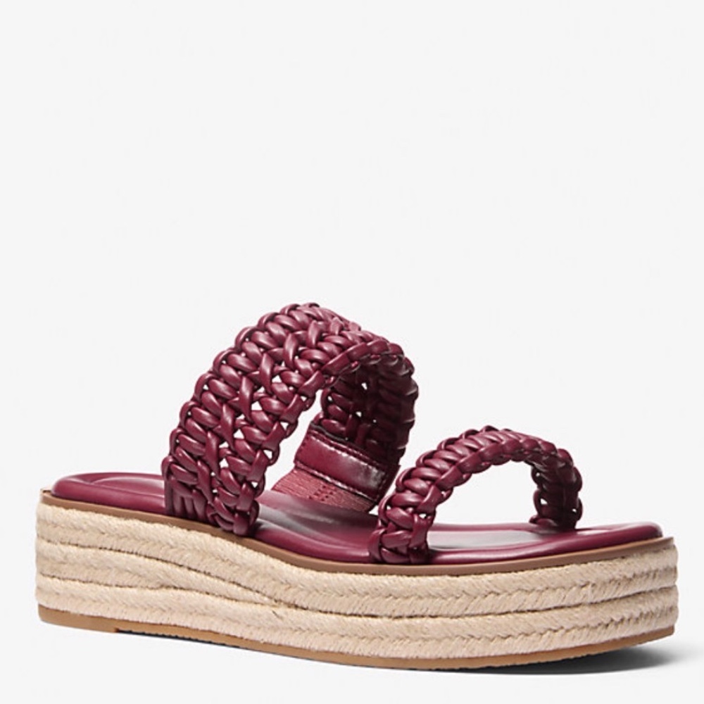 New MICHAEL KORS Mulberry Audrina Braided Slide Sandal